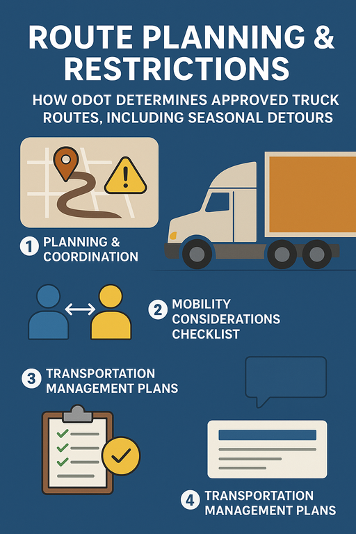 Route Planning & Restrictions – how ODOT determines approved truck routes, including seasonal detours