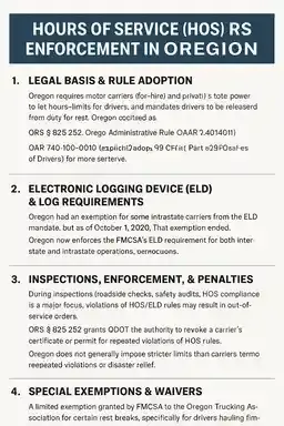 Hours of Service (HOS) Rules Enforcement in Oregon