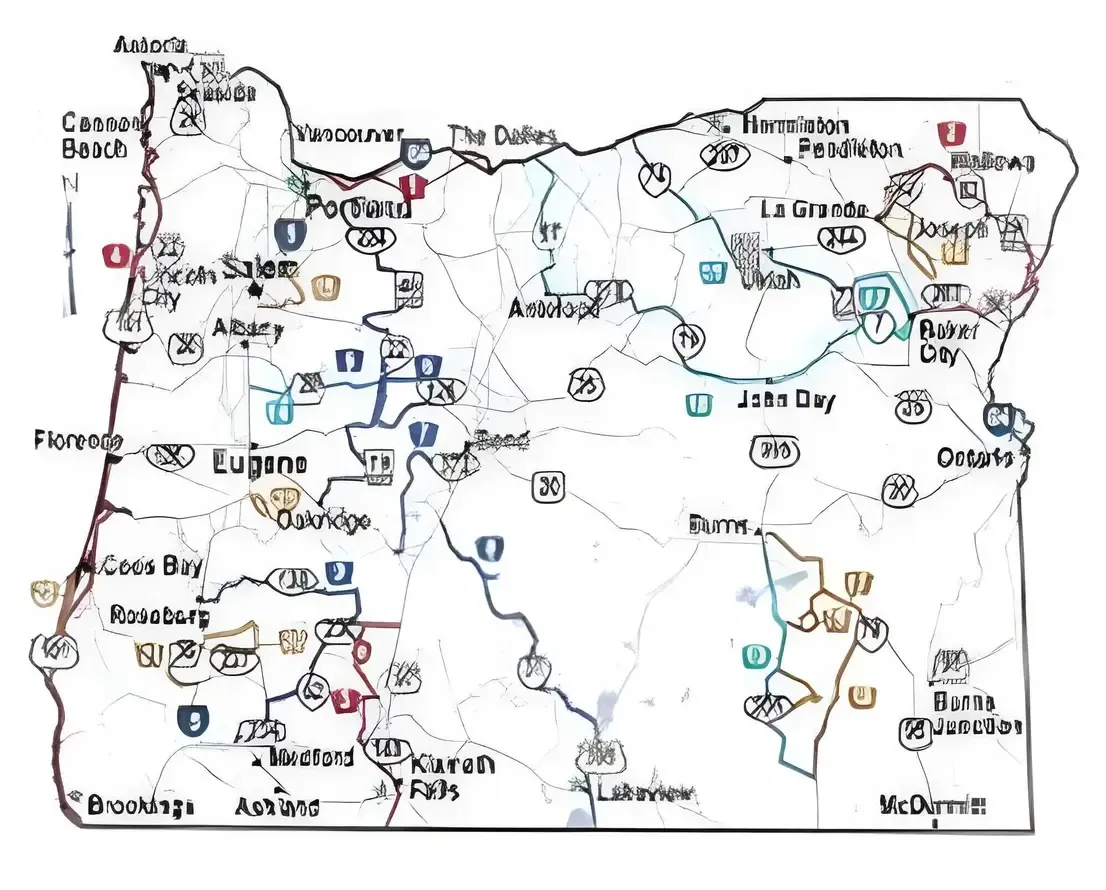 Major trucking routes in Oregon (I-5, I-84, US-101)