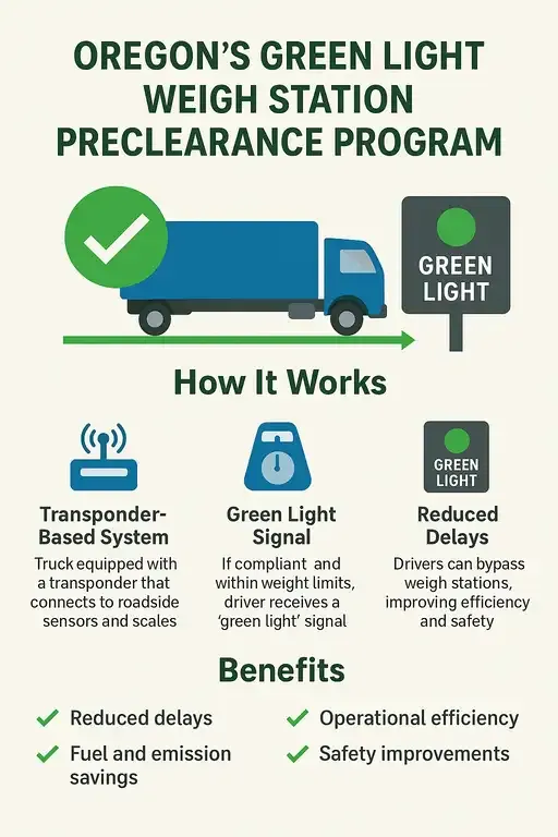Programs like Green Light Weigh Station Preclearance improve freight flow and reduce inspection delays