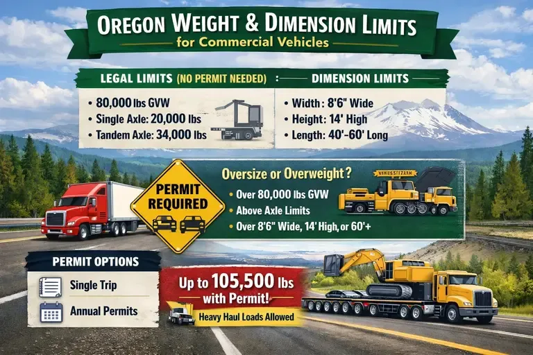 Oregon Weight and Dimension Limits for Commercial Vehicles