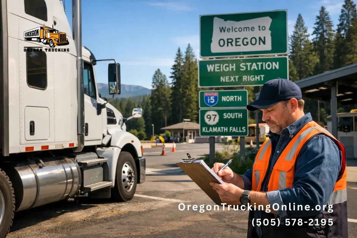 Oregon trucking permit checkpoint scene