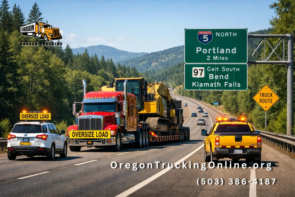 Oversize load truck on Oregon highway