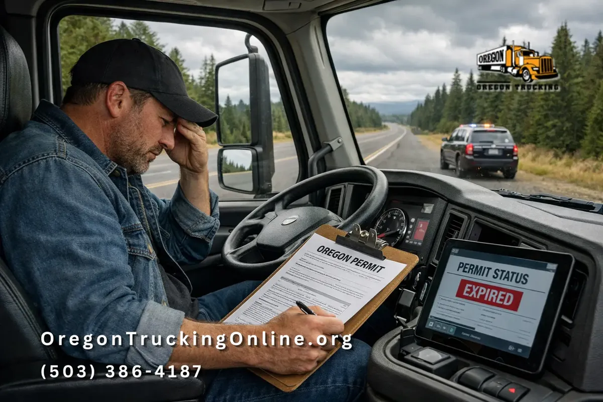 Oregon truck permit expired roadside scene