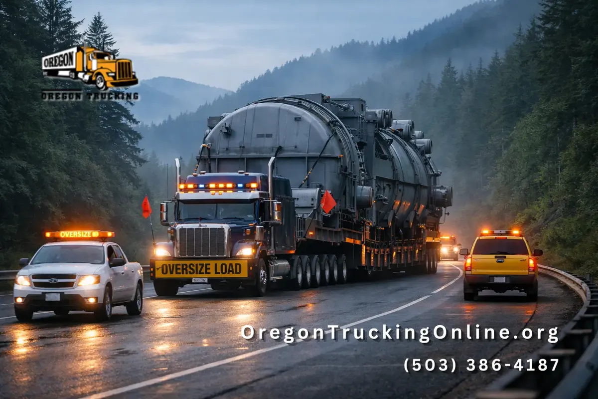 Oregon superload truck with escort
