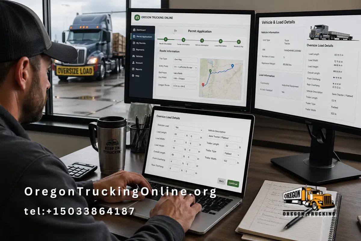 oregon trucking online permit setup