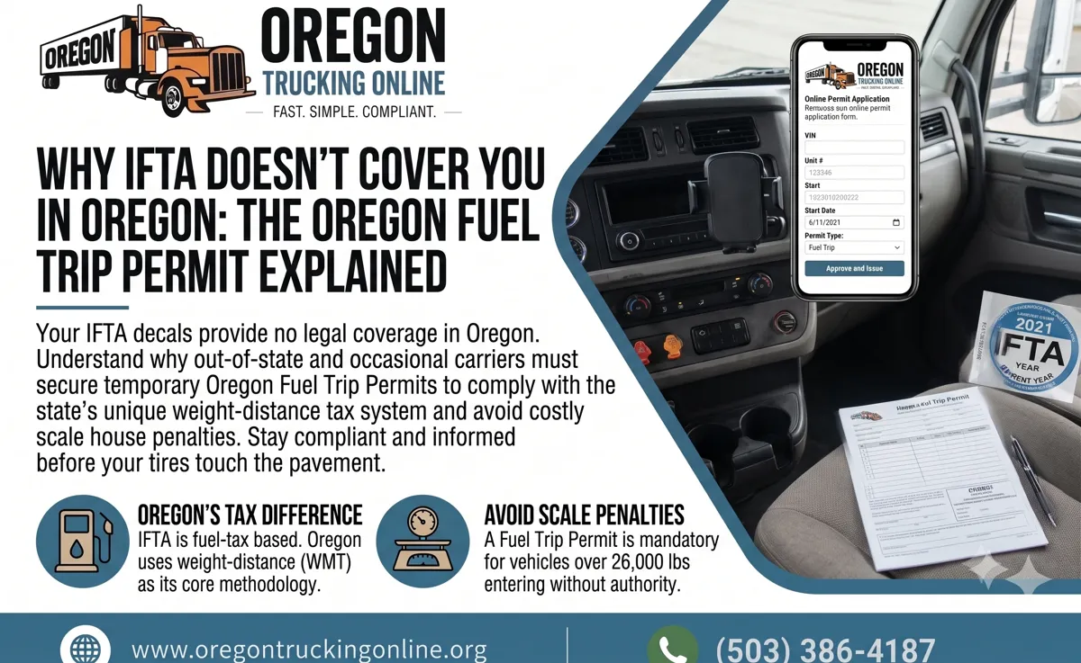 Truck requiring Oregon trip and fuel permits