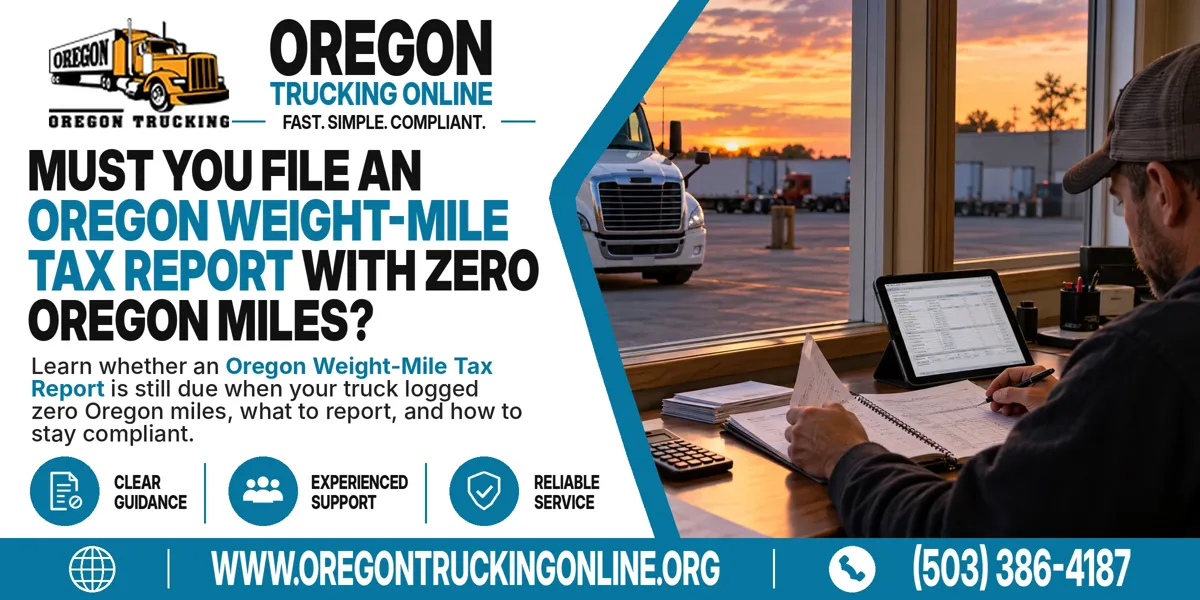 Oregon Weight-Mile Tax Report filed for a truck with zero Oregon miles