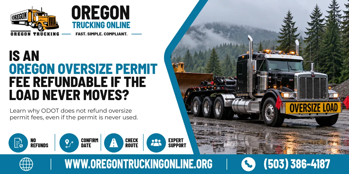 Oregon Oversize Permit fee for a parked oversize load that never moved