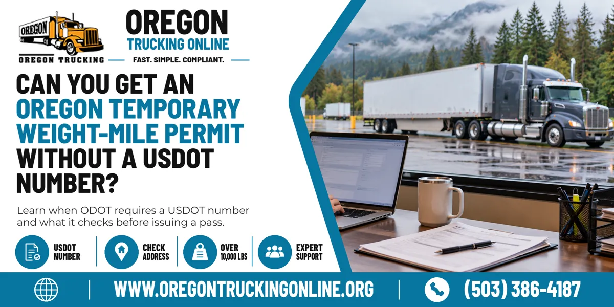 Dispatcher entering a USDOT number for an Oregon Temporary Weight-Mile Permit