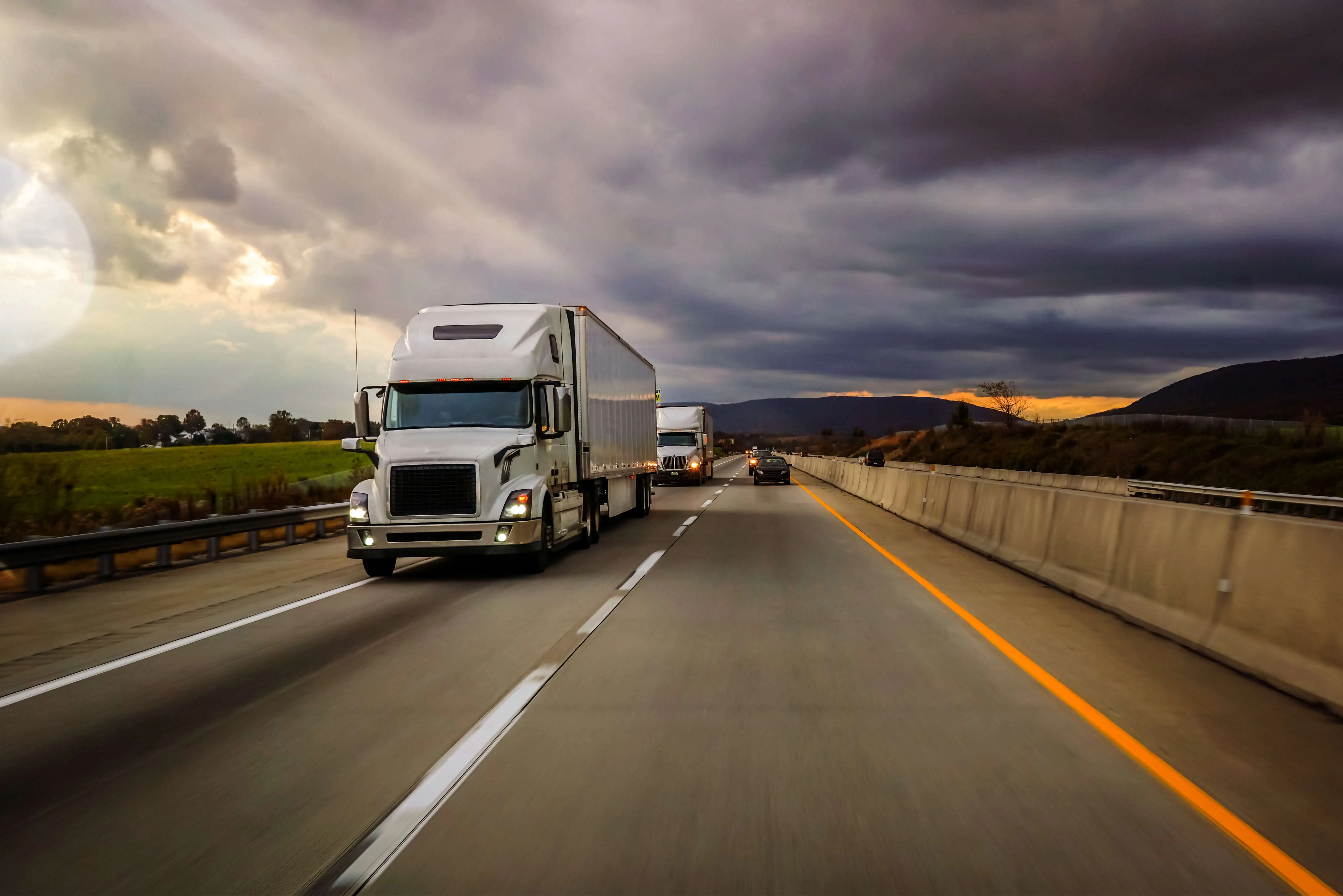 Semi-truck driving on an Oregon highway